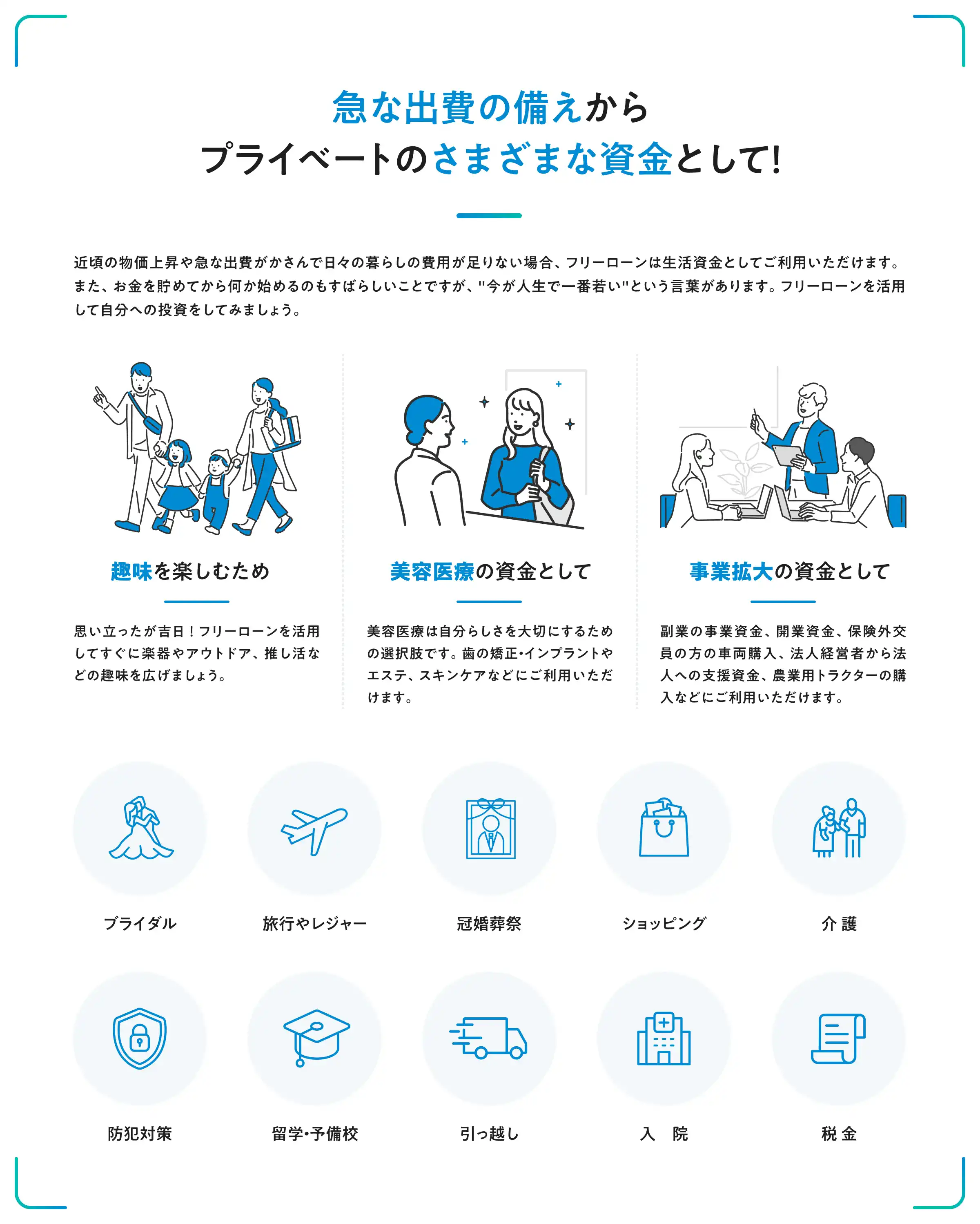 急な出費の備えからプライベートのさまざまな資金として！