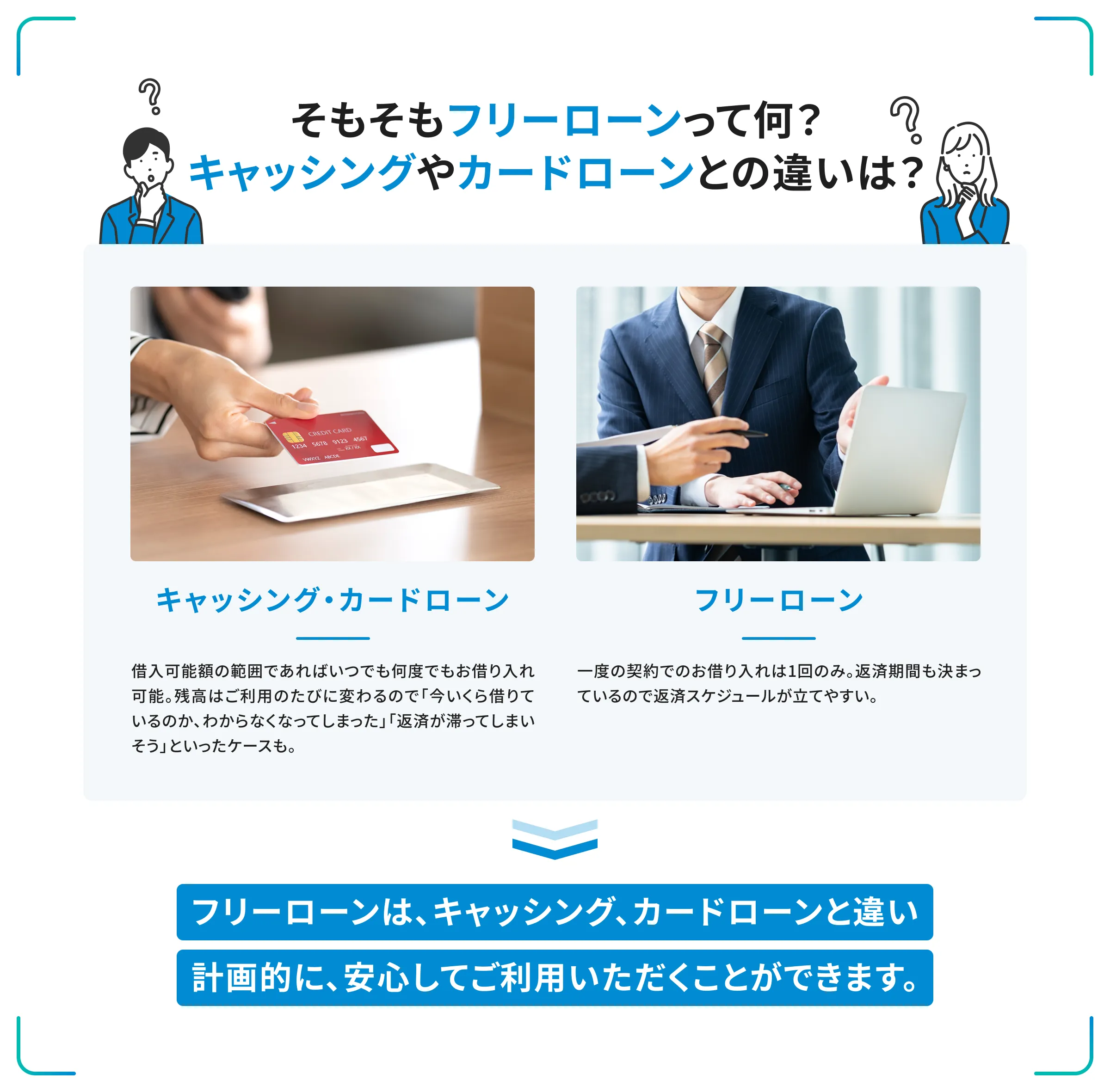 そもそもフリーローンって何?キャッシングやカードローンとの違いは?